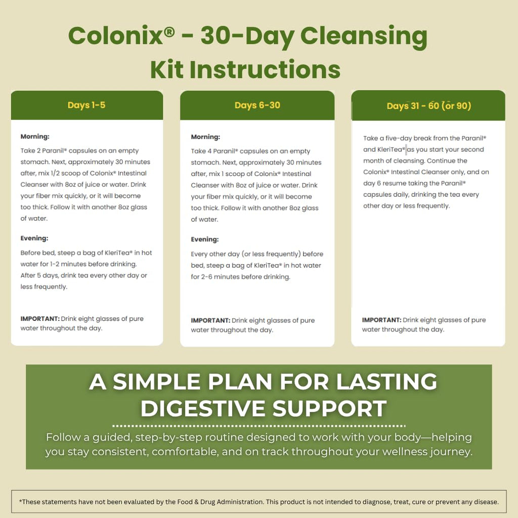 Whole Psyllium Husk Fiber Powder Herbal Capsules & Tea 30 Day Colon Cleanse Kit Q29515