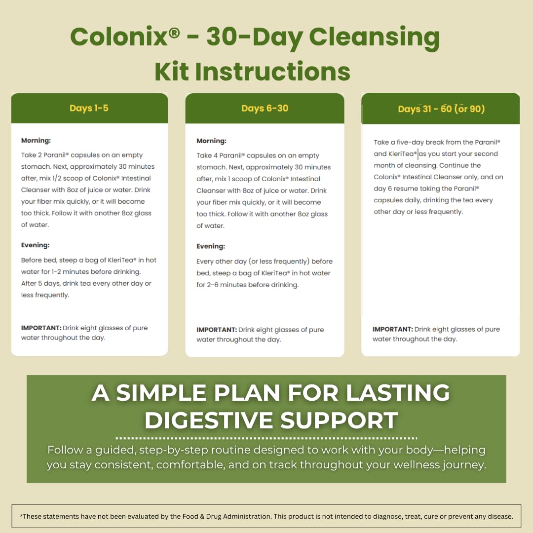 Whole Psyllium Husk Fiber Powder Herbal Capsules & Tea 30 Day Colon Cleanse Kit Q29515