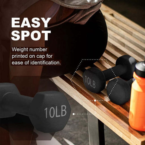 10 LBS Black Neoprene Hex Dumbbells J831