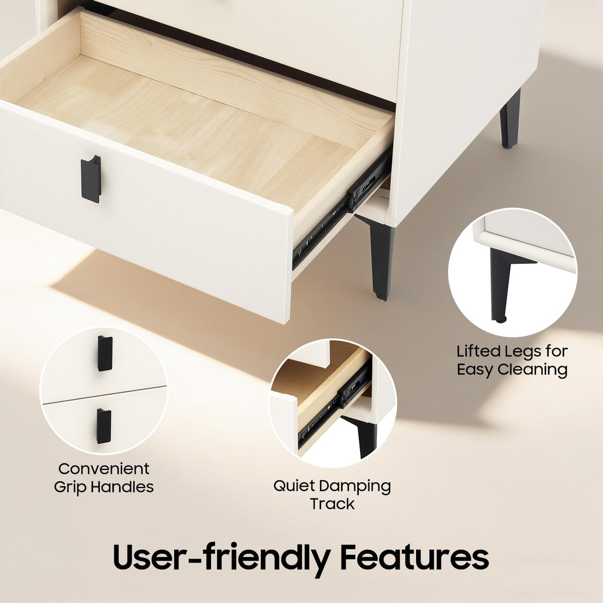 Bedside Table with Wireless Charging and Bluetooth Speaker J406