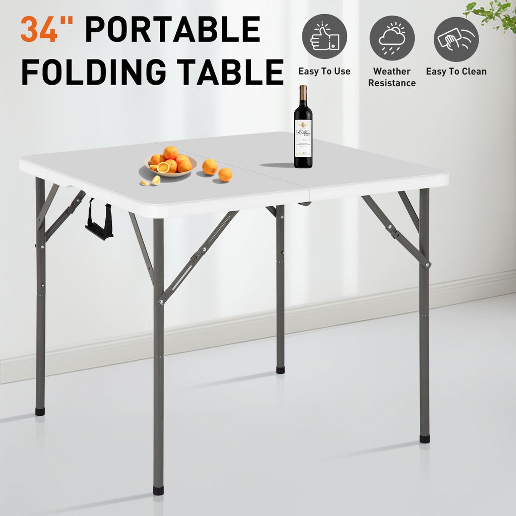 34 Inch Square Folding Table White D84170