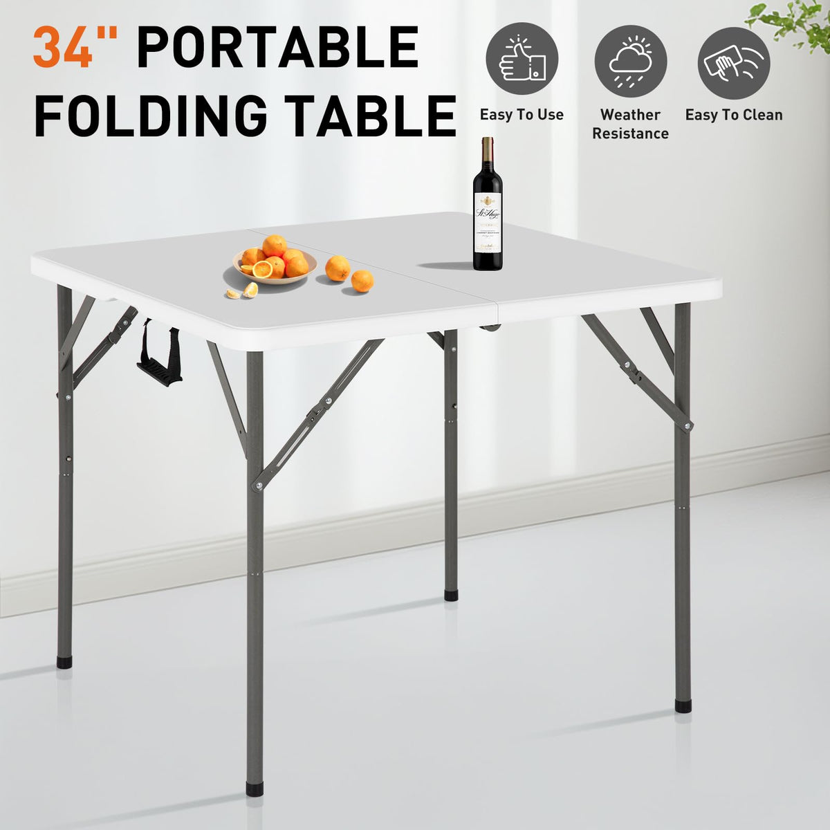 34 Inch Square Folding Table White D84170