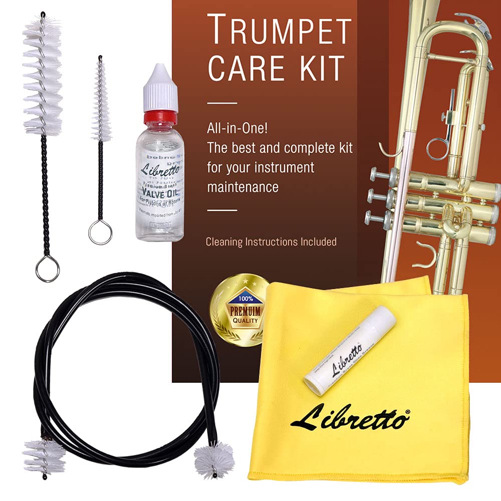 Trumpet Care Kit with Valve Oil, Slide Grease, Cleaning Cloth, Brushes and Case V662379
