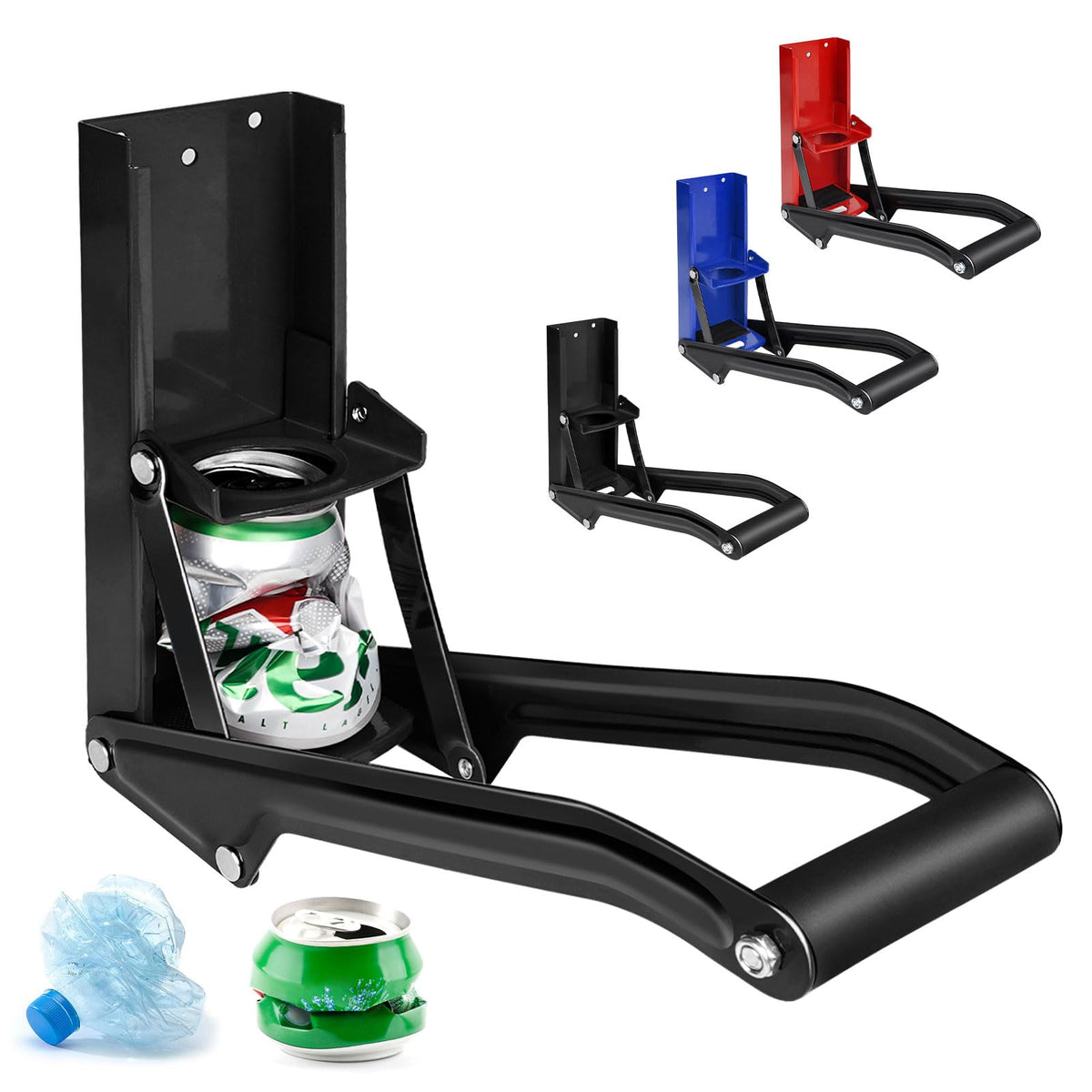 16 oz Black Wall-Mounted Aluminum Can Crusher Y121982