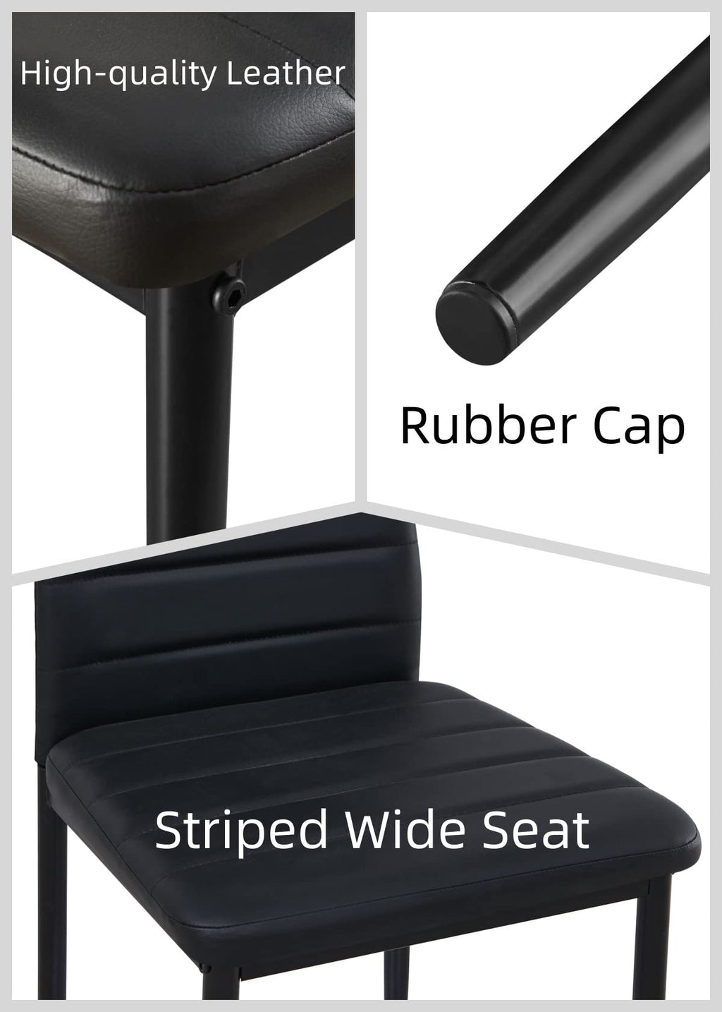 Black PU Dining Chairs Set of 4 Metal Legs S907