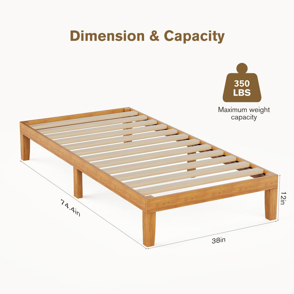 Twin Size 12 Inch Wood Platform Bed Frame B68175