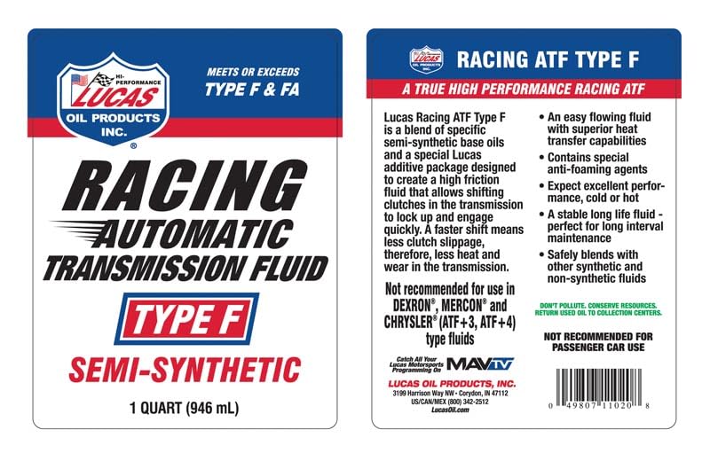 Semi-Synthetic Automatic Transmission Fluid Type F 1 Quart Pack of 6 Y73231