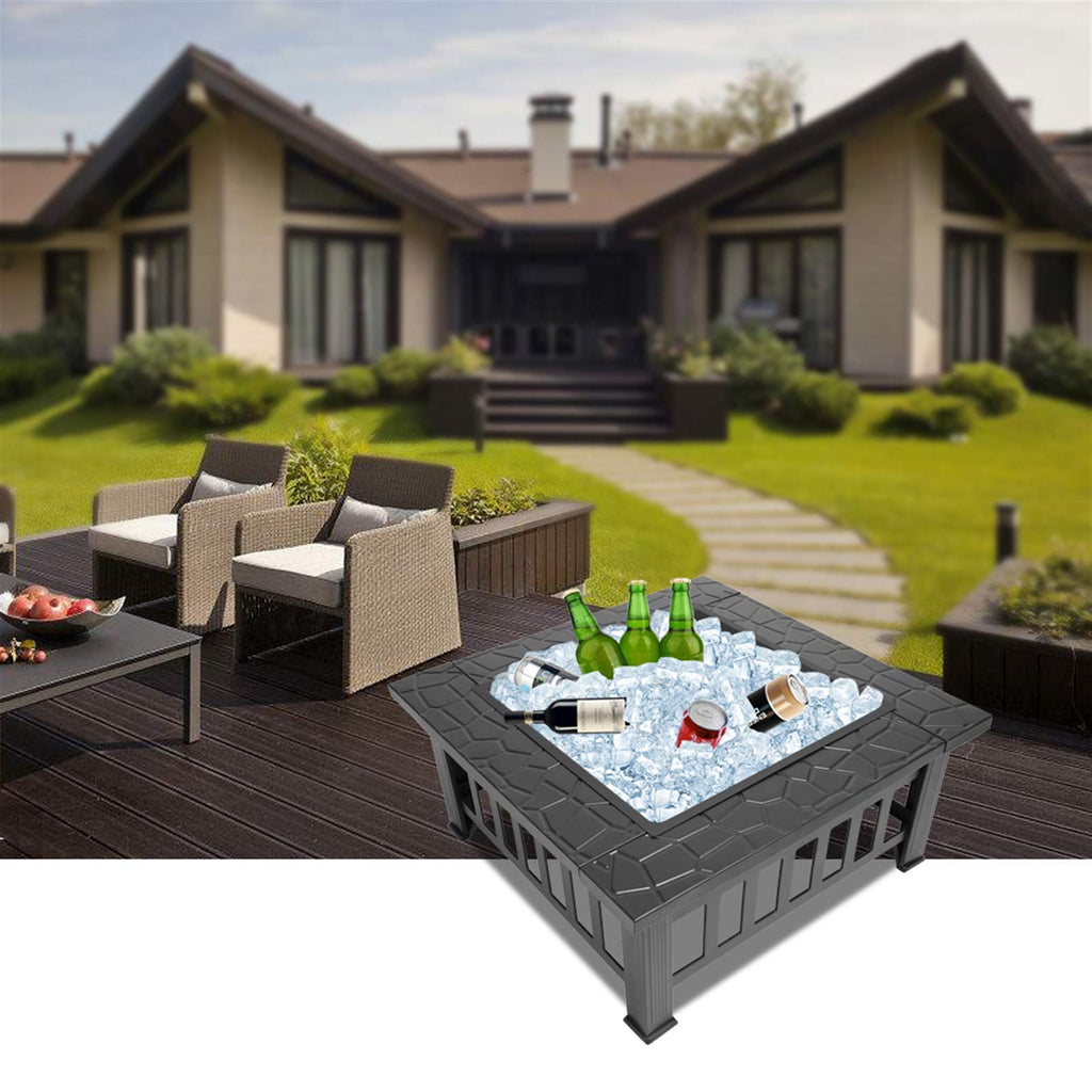 32" Wood Burning Metal Fire Pit with Poker W723808