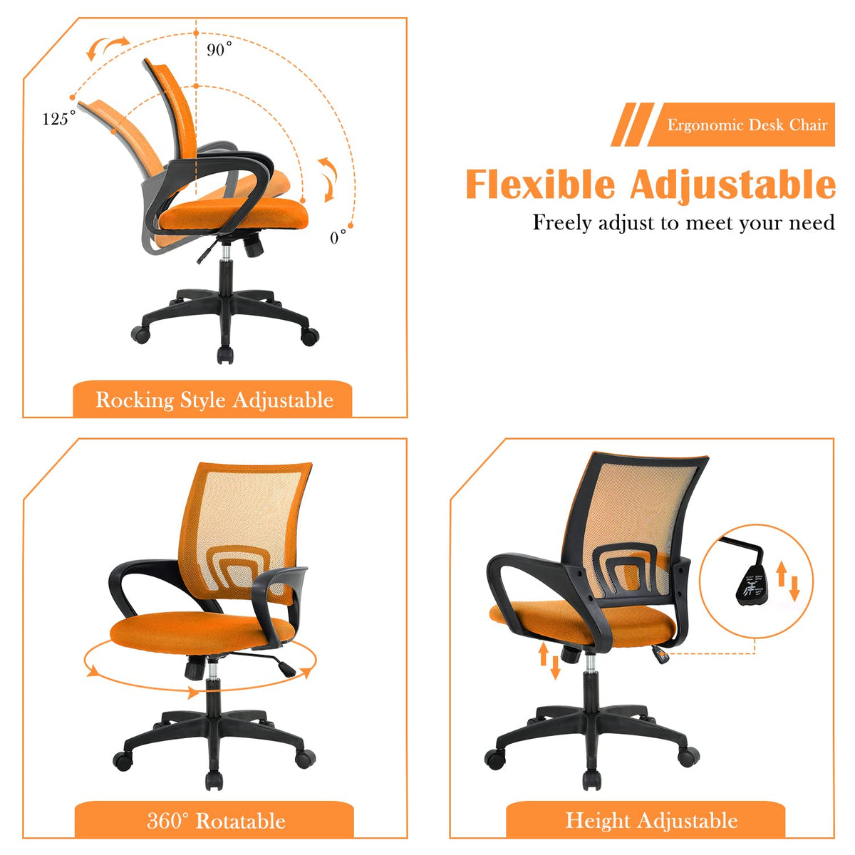 Adjustable Mesh Office Chair with Lumbar Support F895263