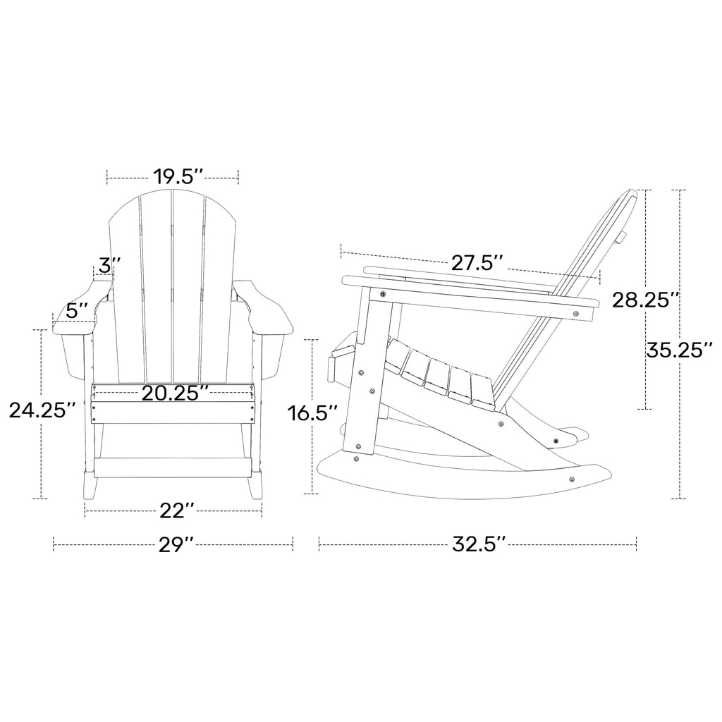 Navy Blue Poly Adirondack Chair Set of 2 I279952
