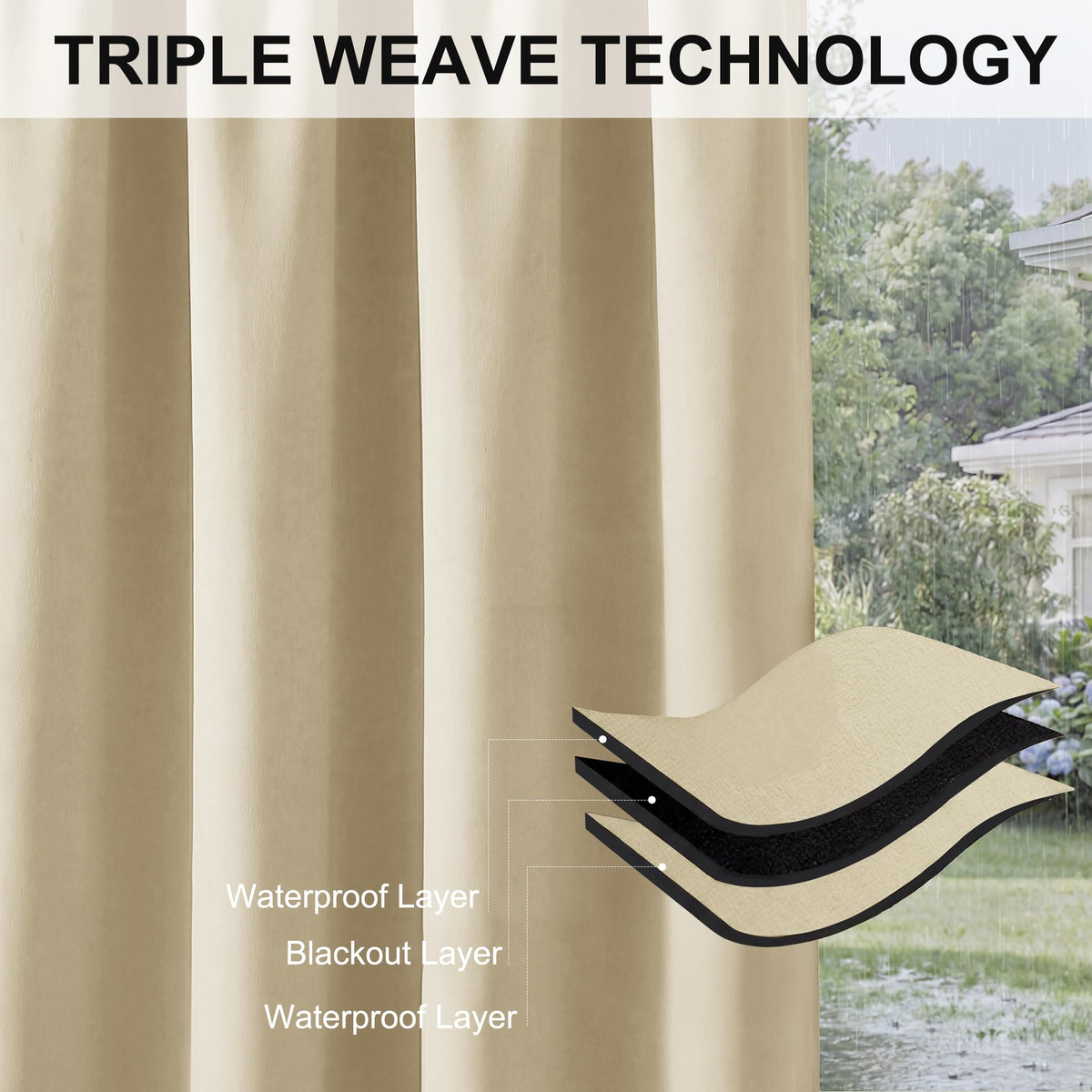 Waterproof Outdoor Curtains 2 Panels Q966044