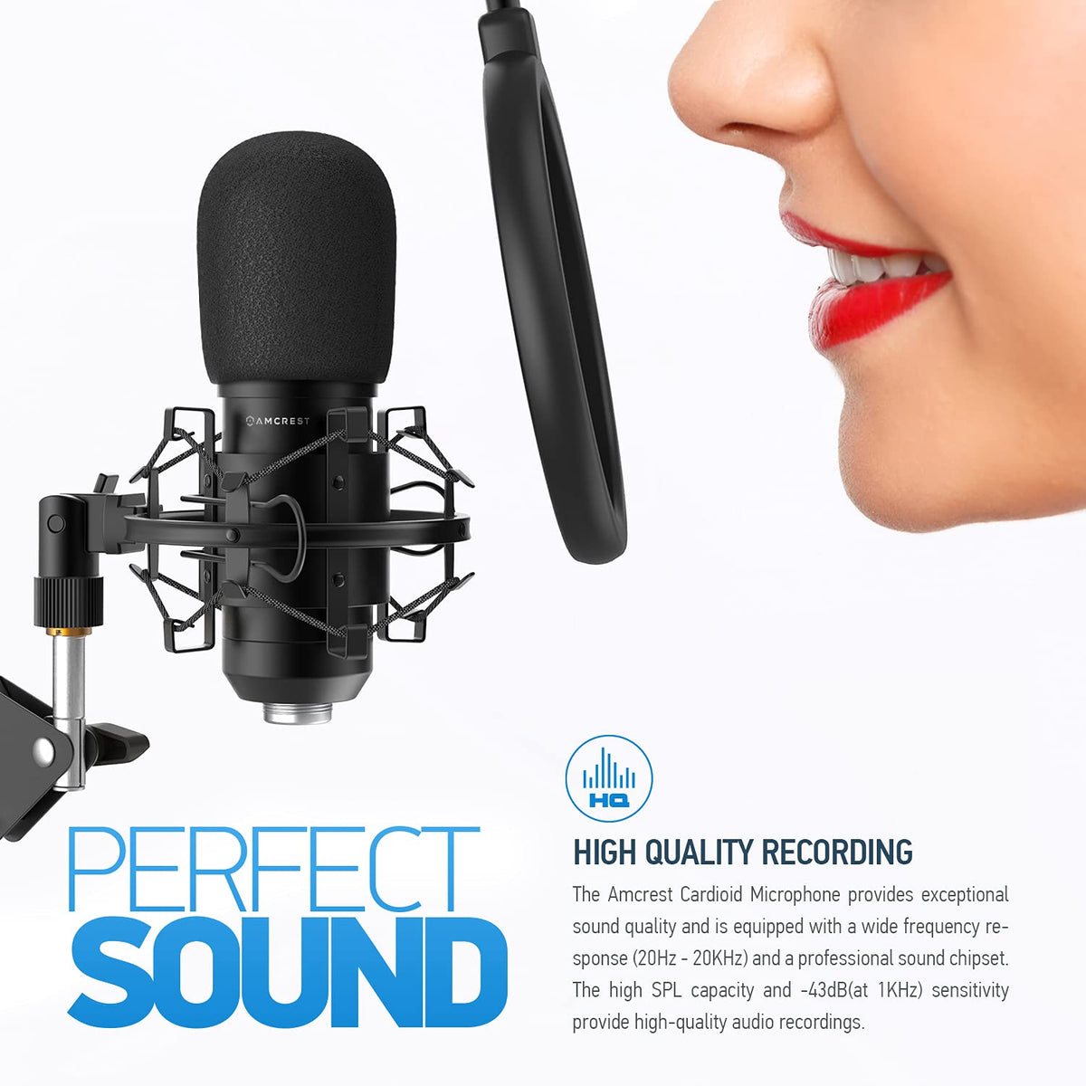 USB Microphone with Boom Arm, Pop-Filter, Shock Mount I219255
