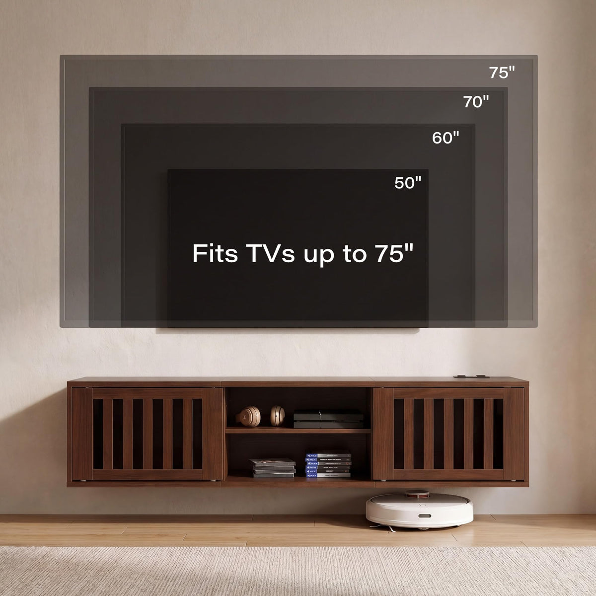59" Floating TV Stand with Power Outlet I22468