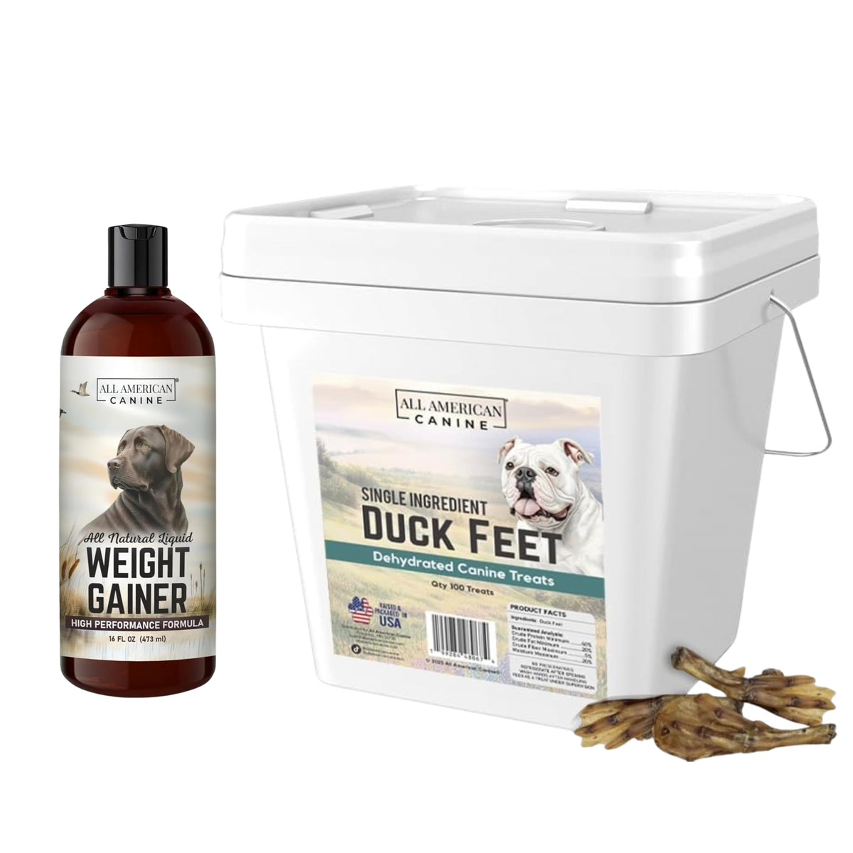 Dog Weight Gainer Liquid & Duck Feet Bundle D25106
