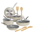 Ceramic Nonstick Pots and Pans Set 12-Piece Cream Q97419