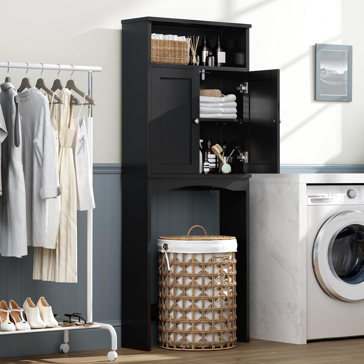 Black Over The Toilet Storage Cabinet I995404