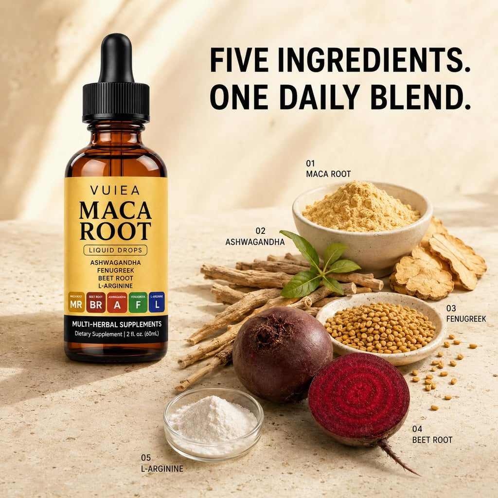 Maca Root Drops 5-in-1 Herbal Supplement 2 Fl Oz U75355