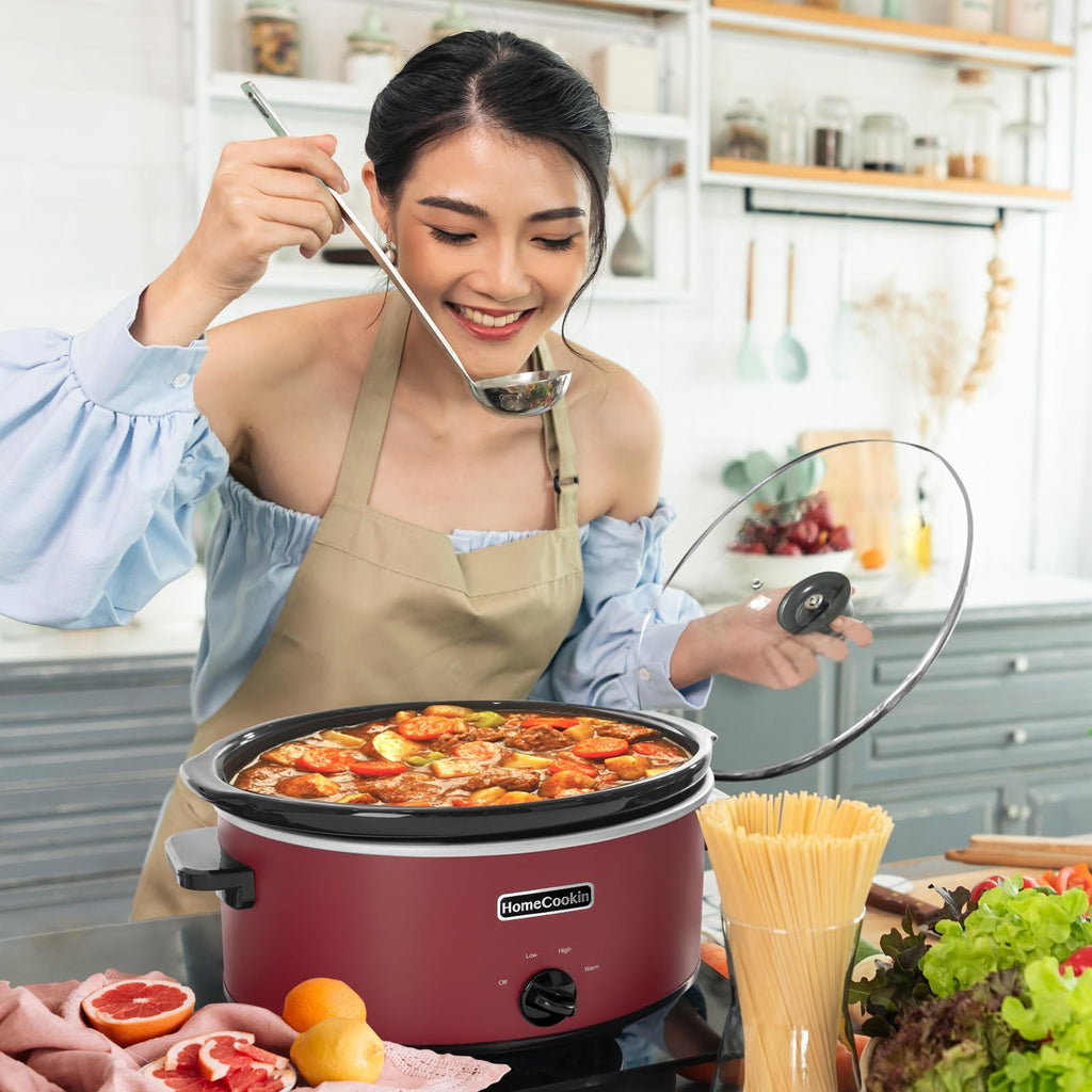 7 Quart Oval Manual Slow Cooker with 3 Cooking Settings E5058