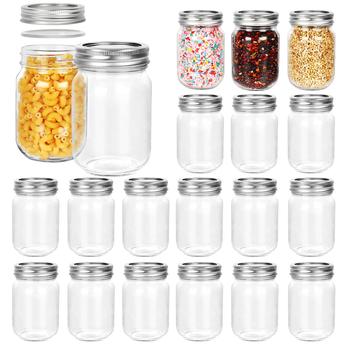 12 oz Glass Mason Jar, 20 Pack Canning Jars with Lids U156