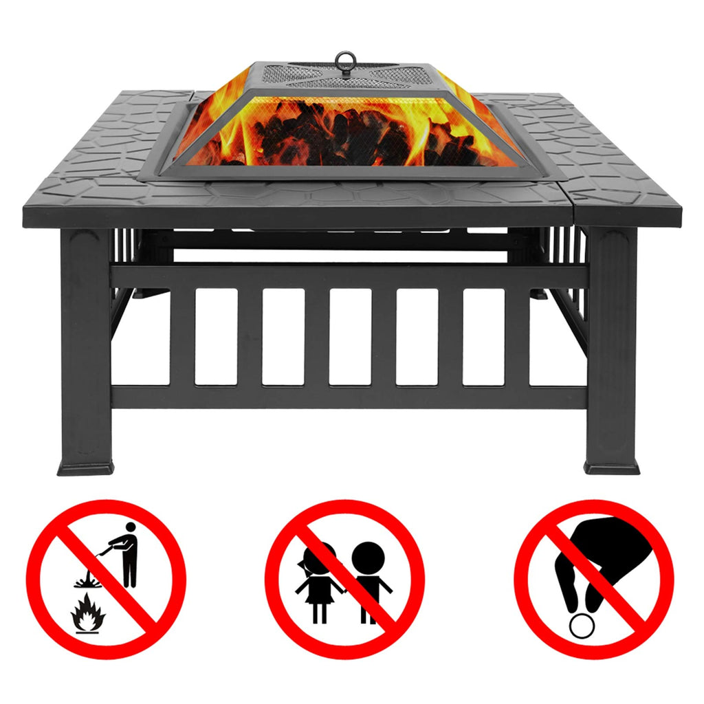 32" Wood Burning Metal Fire Pit with Poker W723808