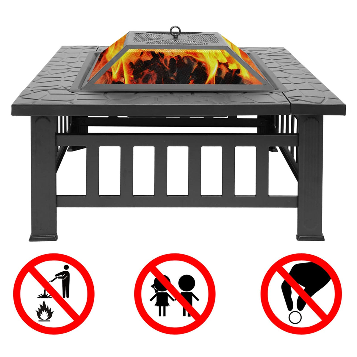 32" Wood Burning Metal Fire Pit with Poker W723808