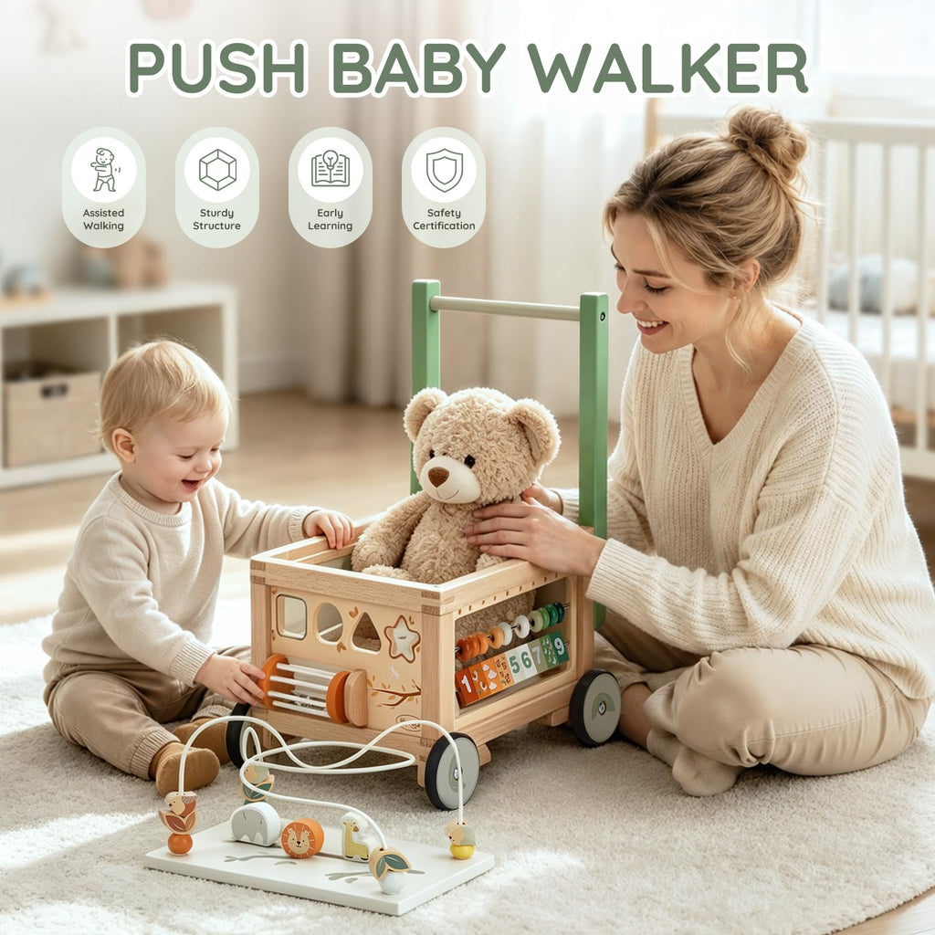 Wooden Baby Walker with Activity Cube S22611