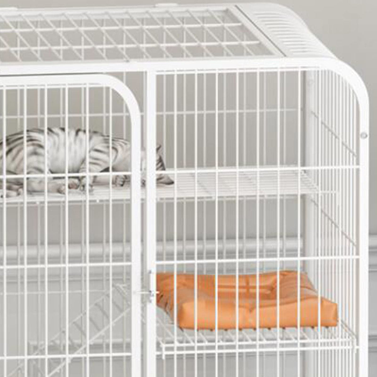 3-Tier Metal Wire Cat Cage with Hammock and Casters S23793