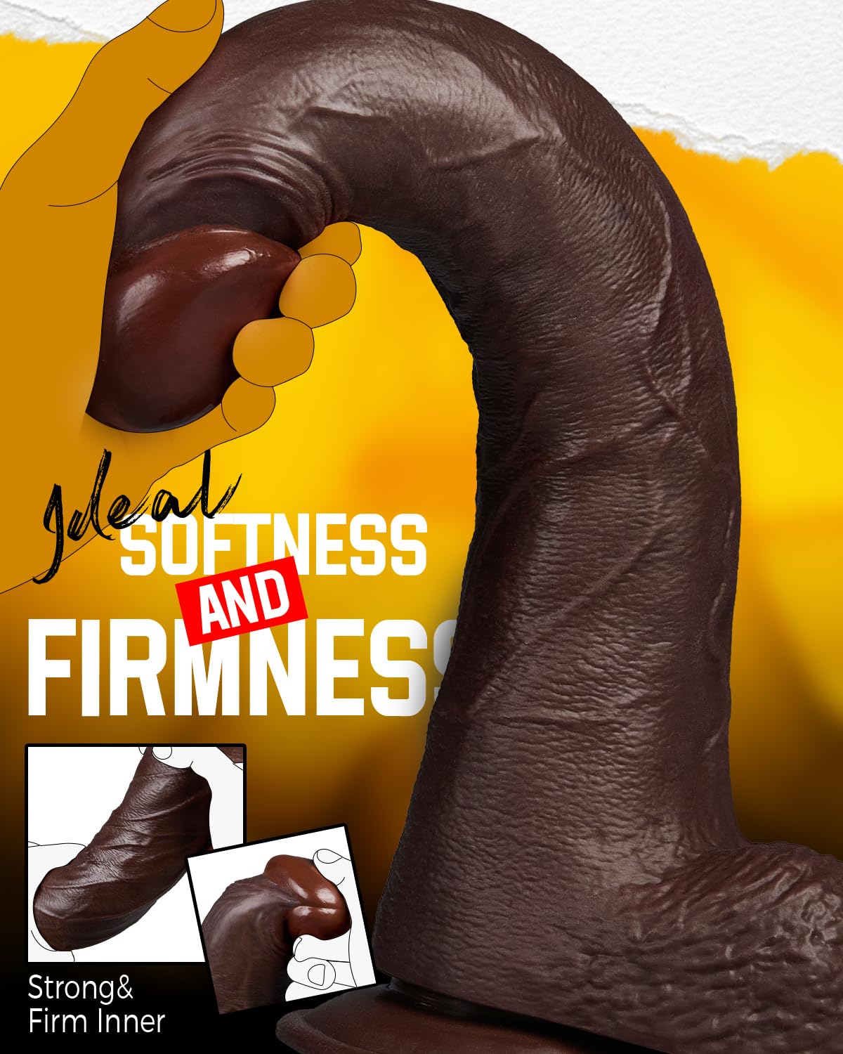 12 Inch Black Realistic Dildo with Suction Cup I955