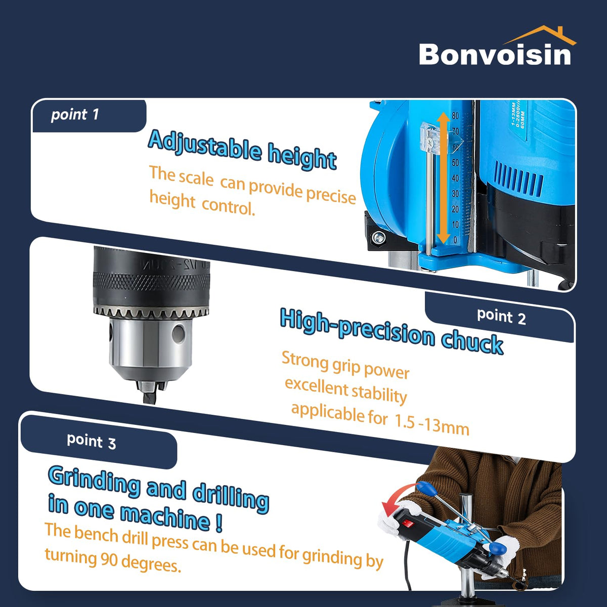 Mini Benchtop Drill Press 6 Variable Speed 1200W C644597