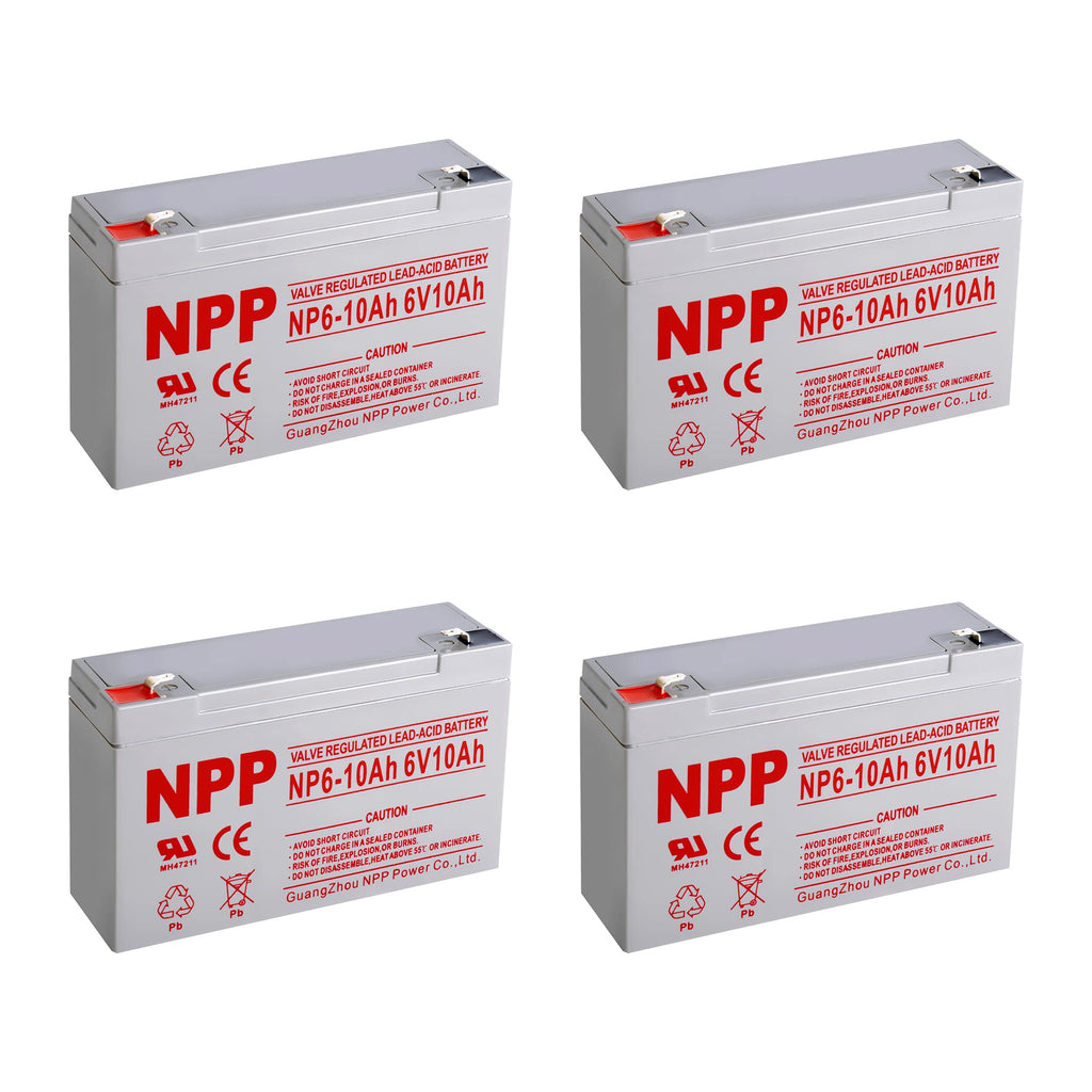 6V 10Ah Rechargeable Sealed Lead Acid Battery 4Pcs J4003