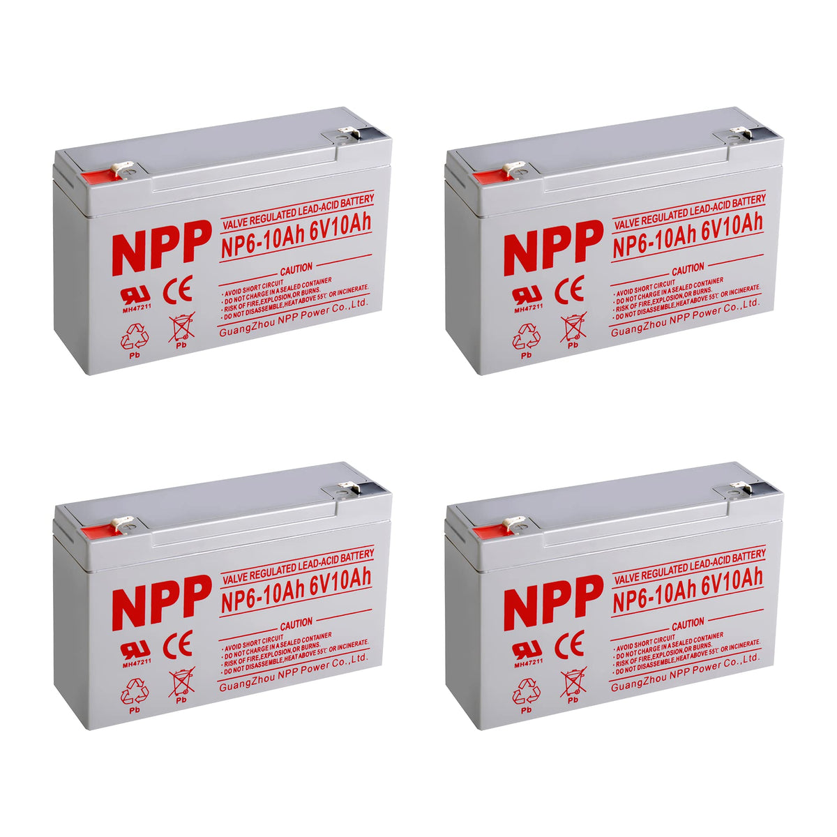 6V 10Ah Rechargeable Sealed Lead Acid Battery 4Pcs J4003