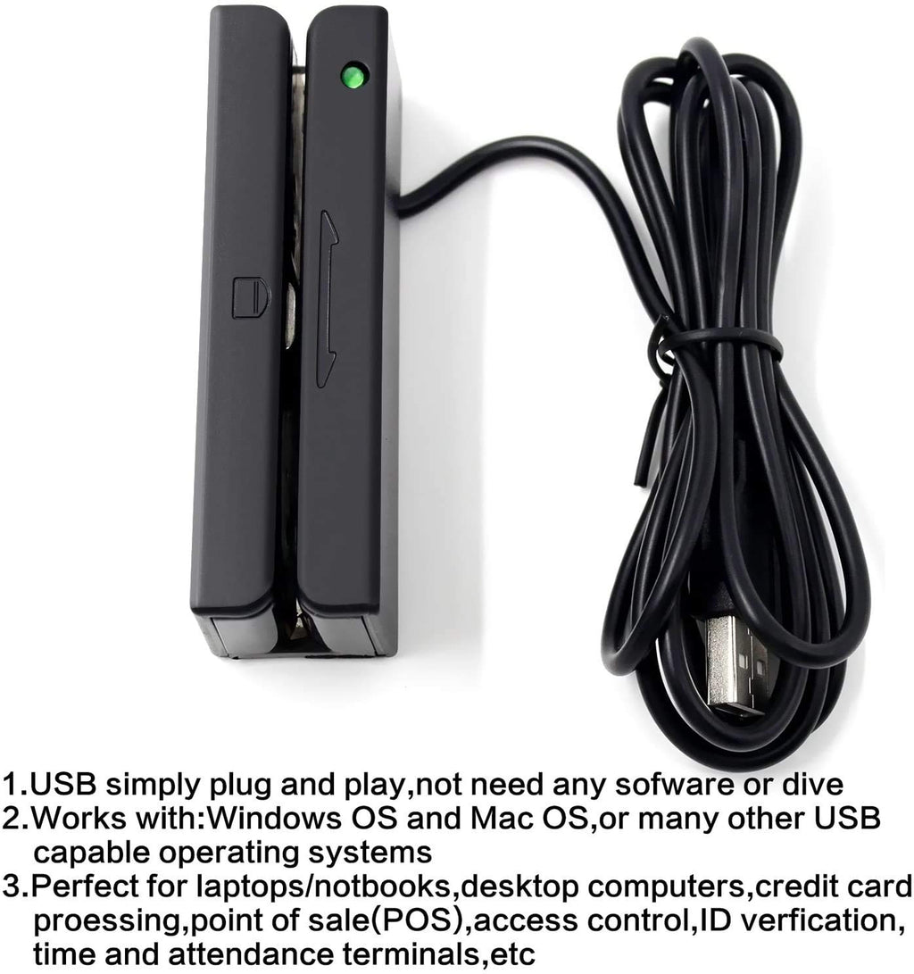 USB Magnetic Stripe 3-Track POS Credit Card Reader S685168