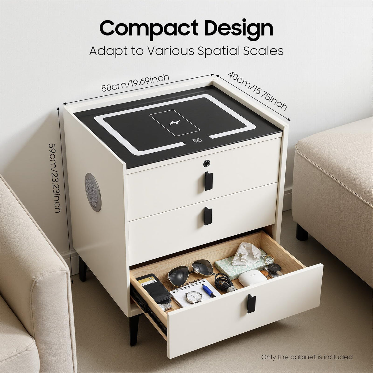 Bedside Table with Wireless Charging and Bluetooth Speaker J406