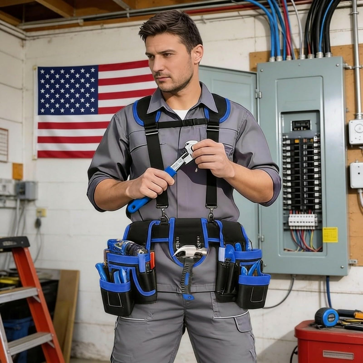 Heavy Duty Magnetic Tool Belt with Suspenders E415