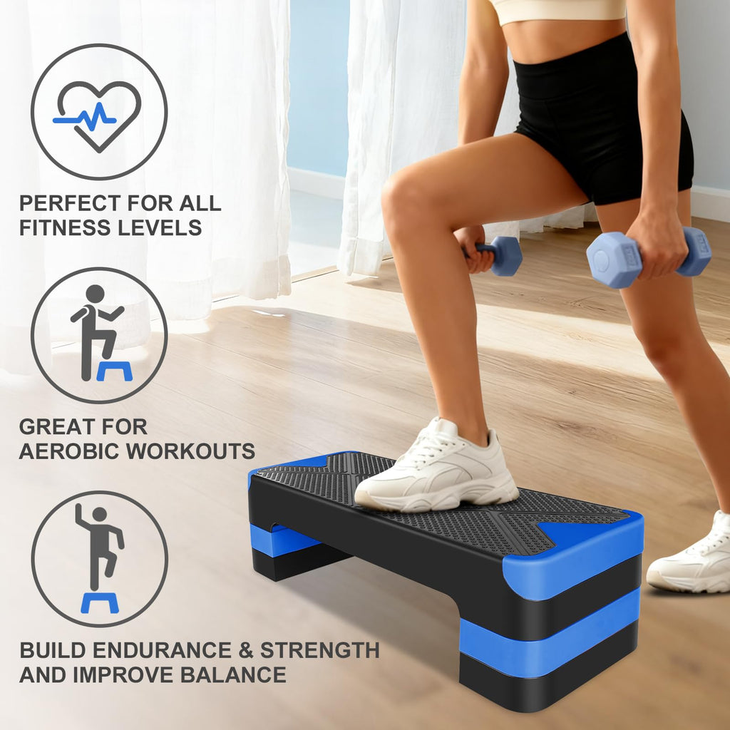27" Adjustable Aerobic Step Platform with 4 Risers D84461