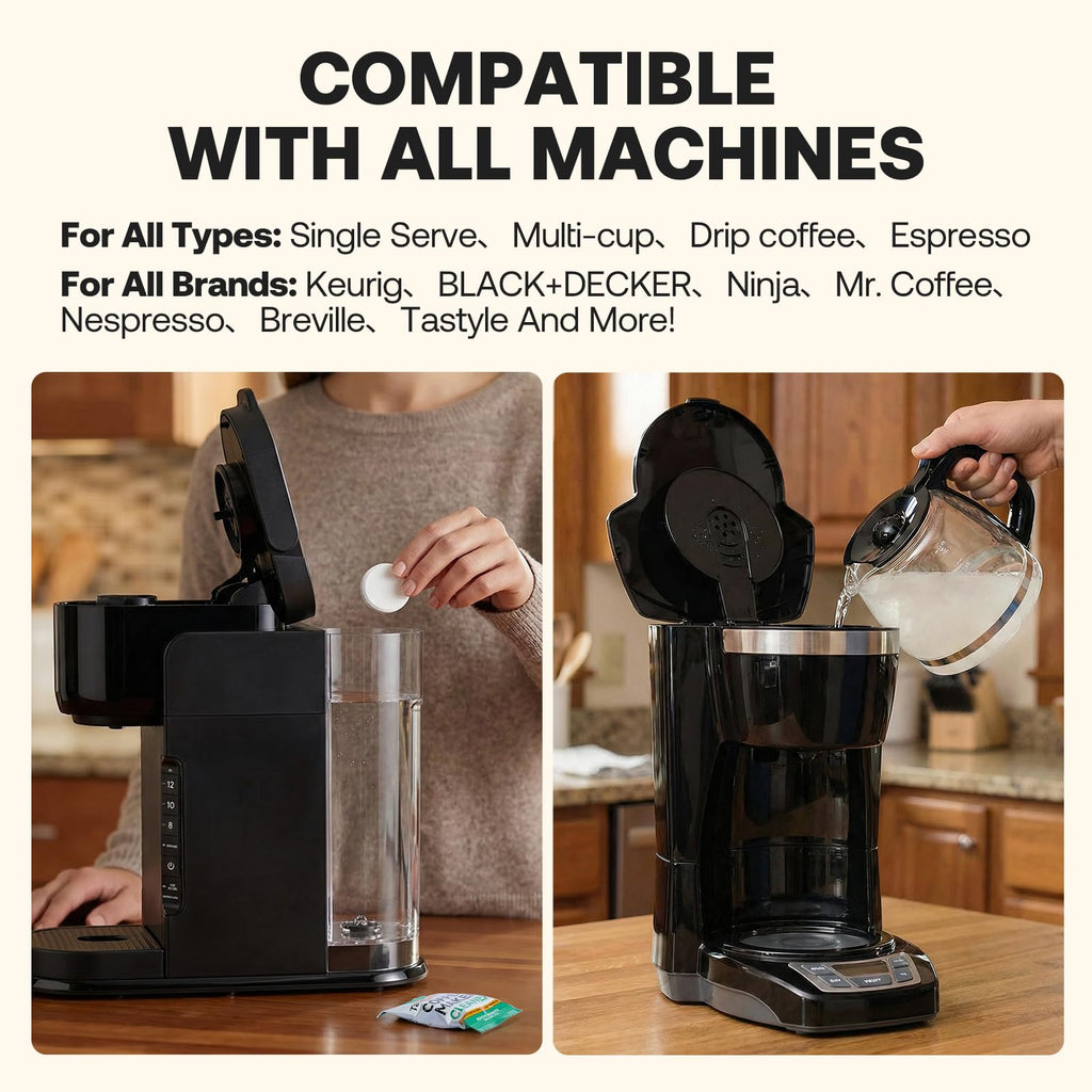Mini Single Serve Coffee Maker with 30 Descaler Tablets V9305
