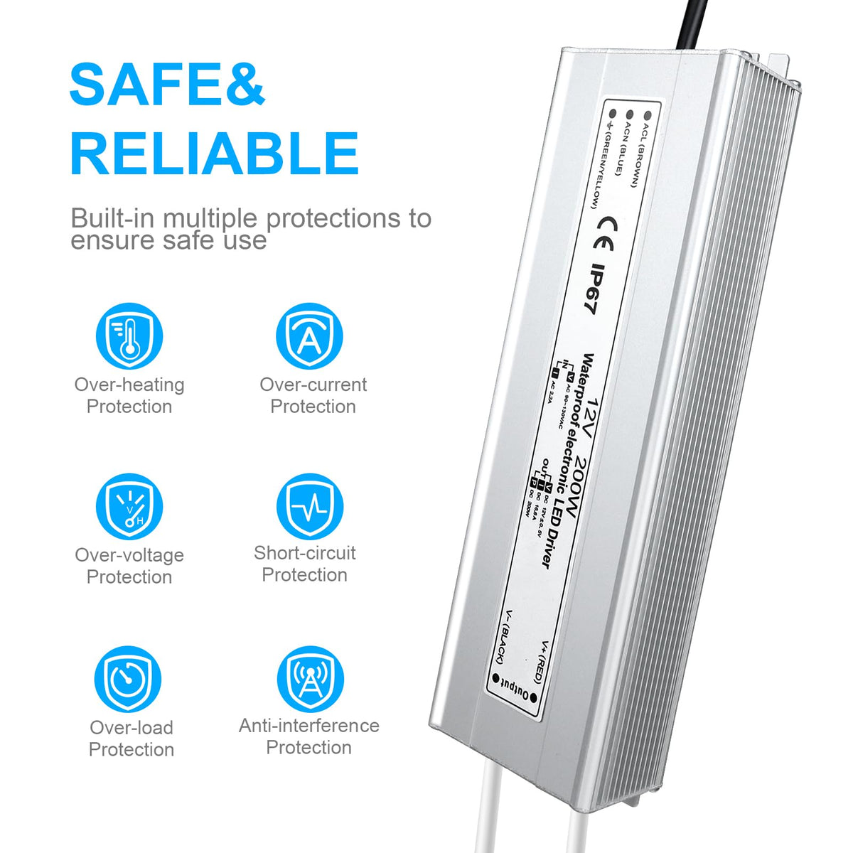 200 Watts Waterproof IP67 LED Driver 12V DC Power Supply X52831