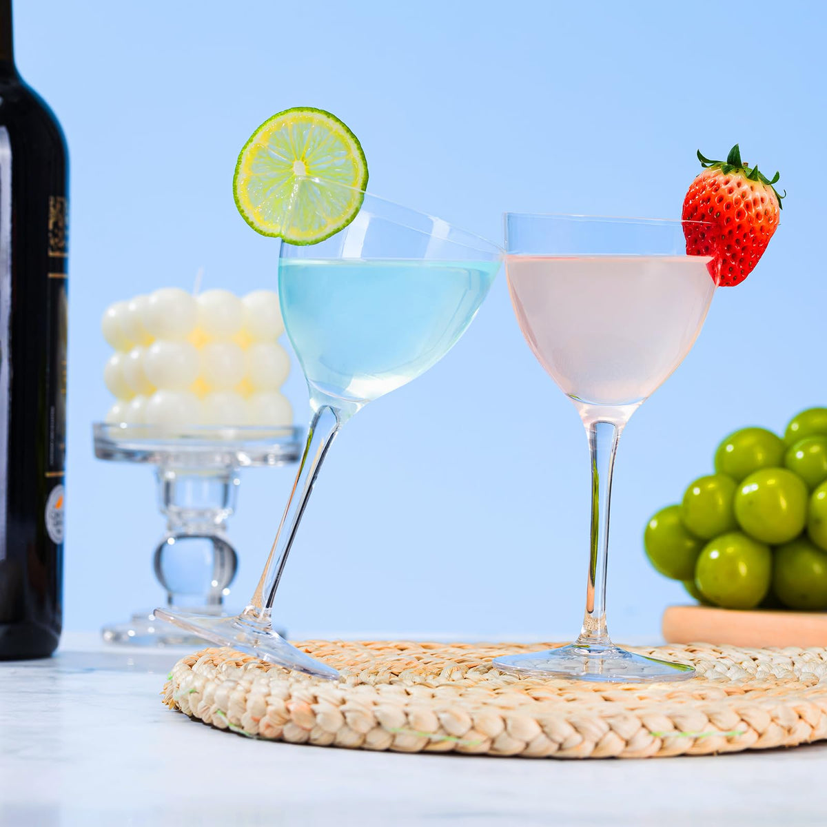 6oz Hand Blown Lead-Free Crystal Martini Glasses Set of 6 I74577