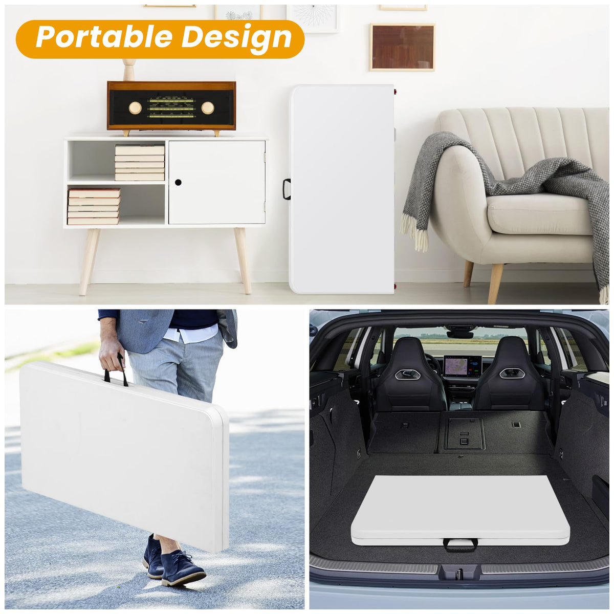 34 Inch Square Folding Table White D84170