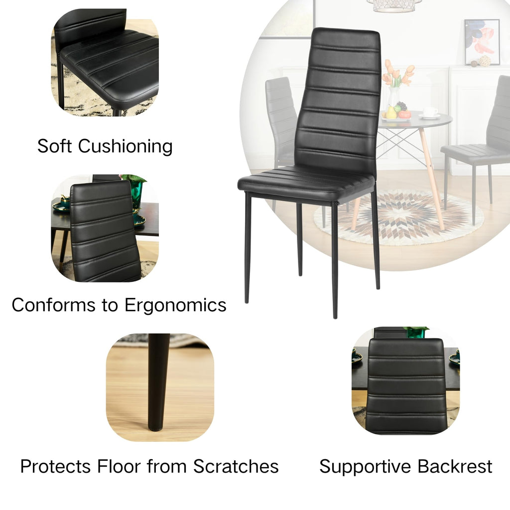Black PU Dining Chairs Set of 4 Metal Legs S907