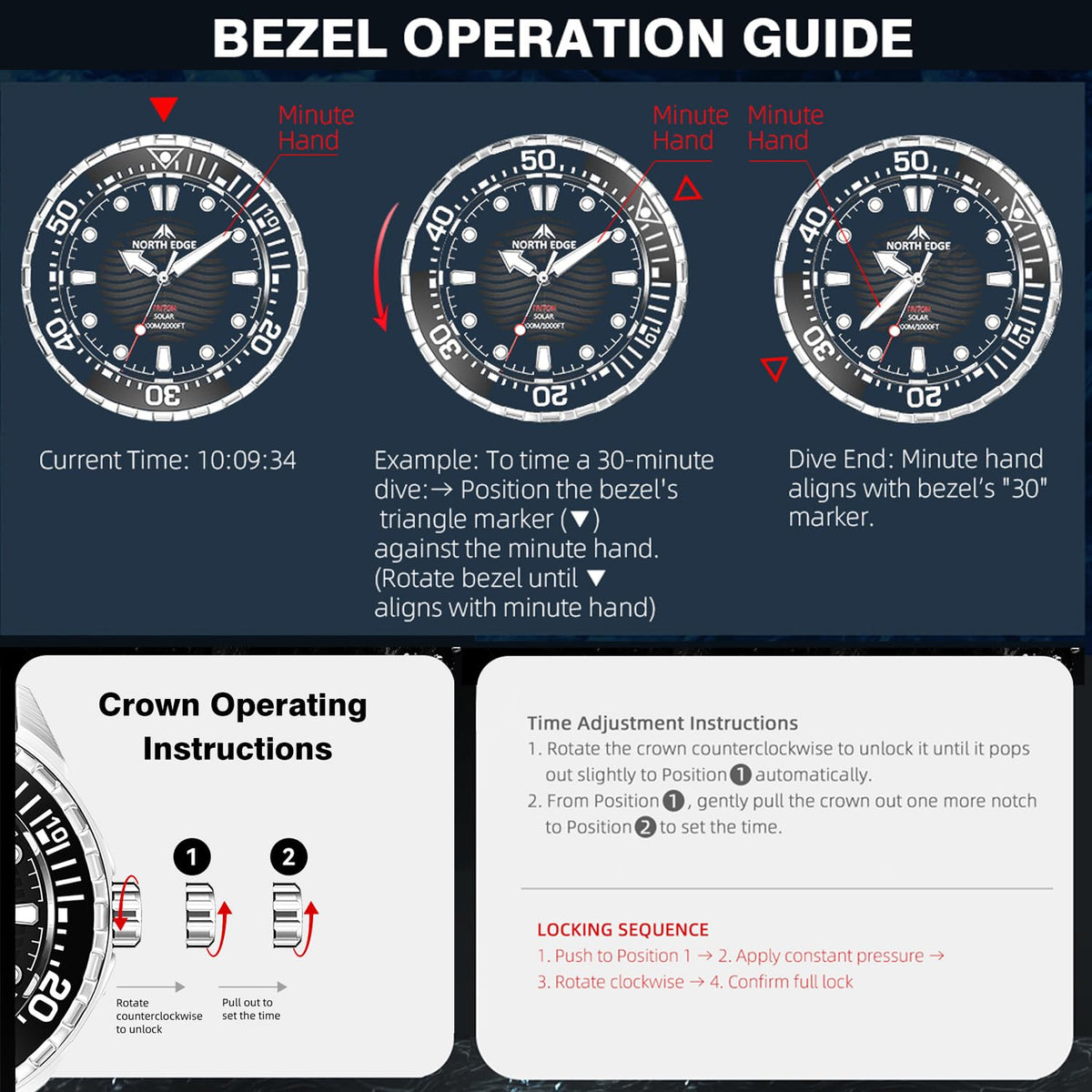 300M Water Resistant Stainless Steel Quartz Analog Watch X903