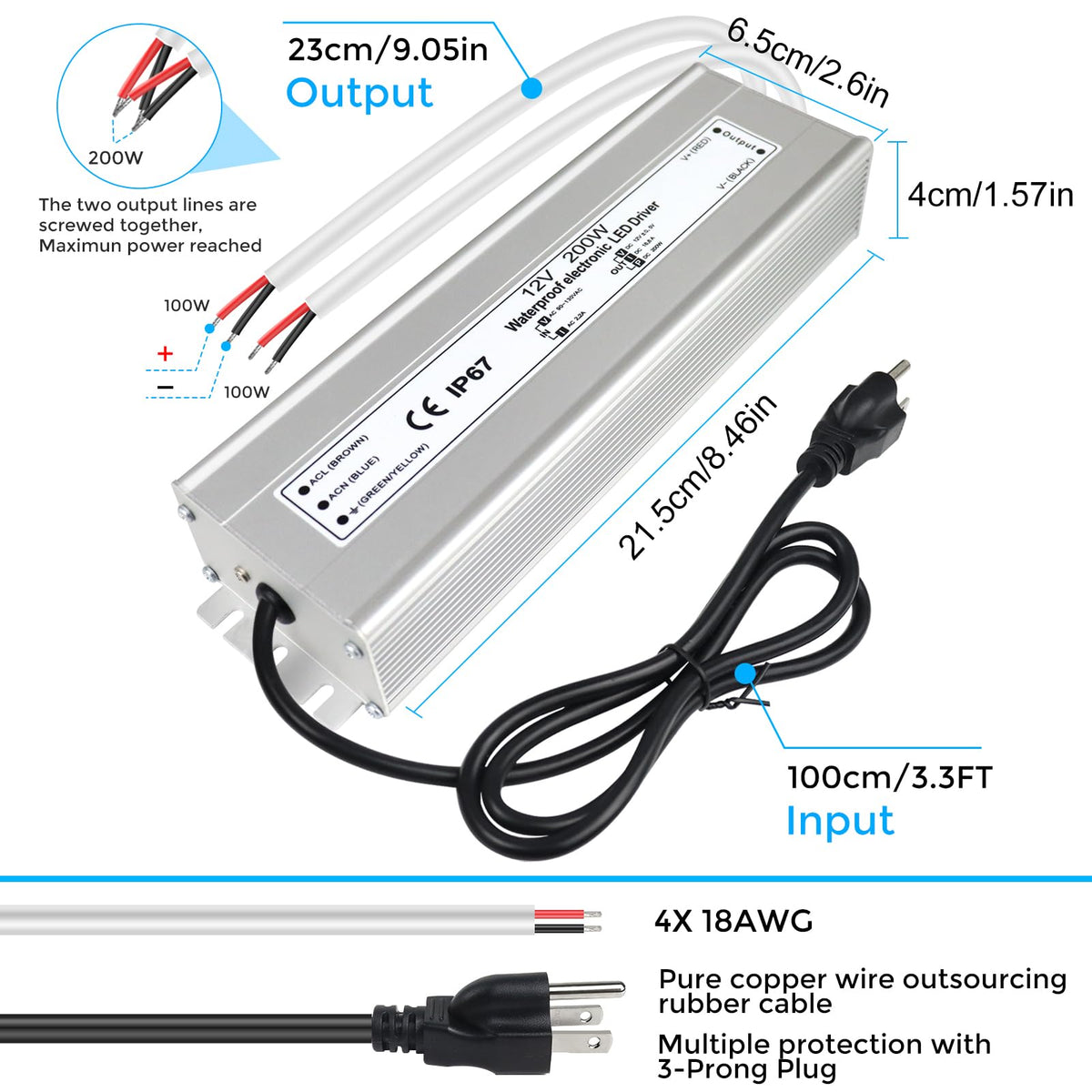 200 Watts Waterproof IP67 LED Driver 12V DC Power Supply X52831