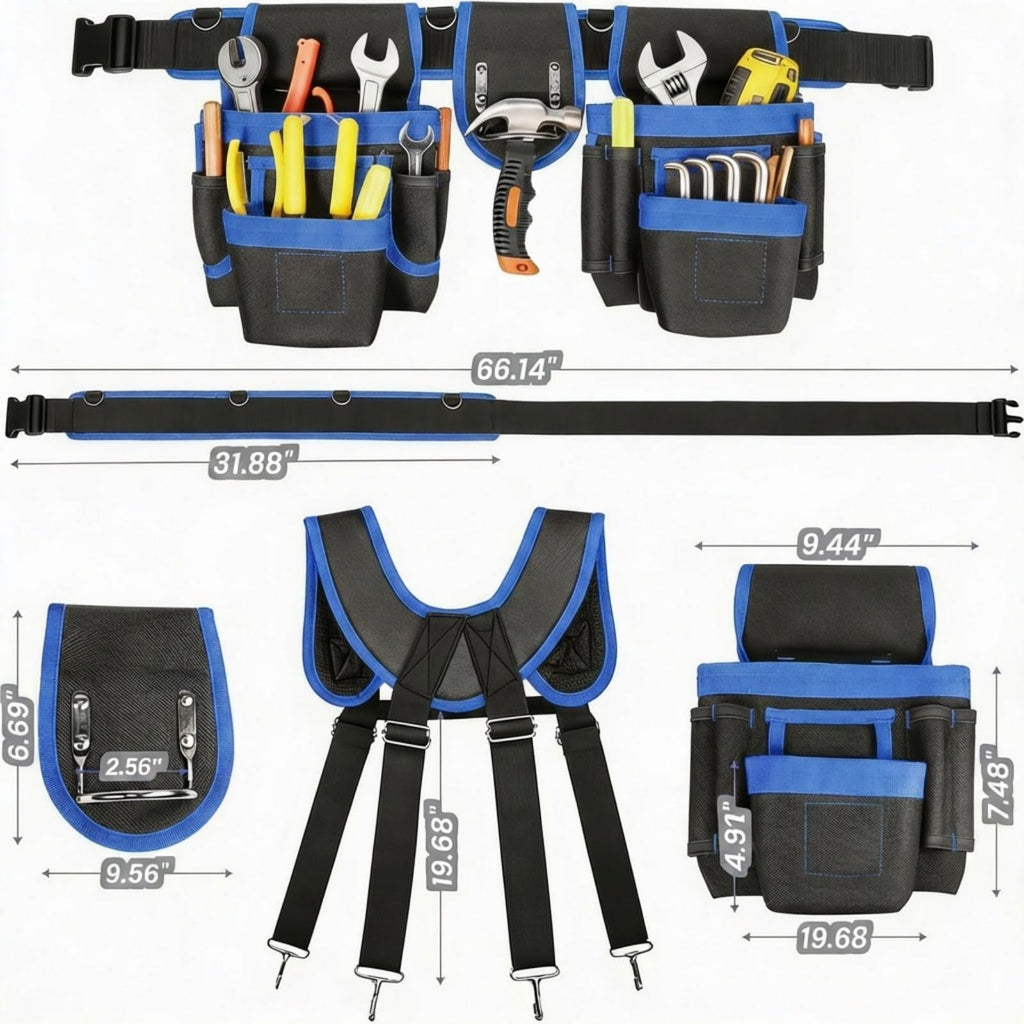 Heavy Duty Magnetic Tool Belt with Suspenders E415