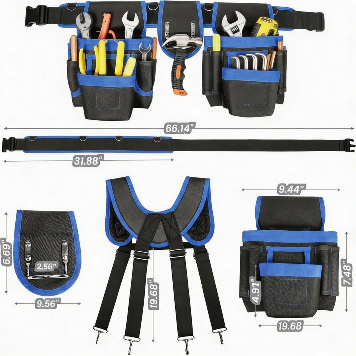 Heavy Duty Magnetic Tool Belt with Suspenders E415