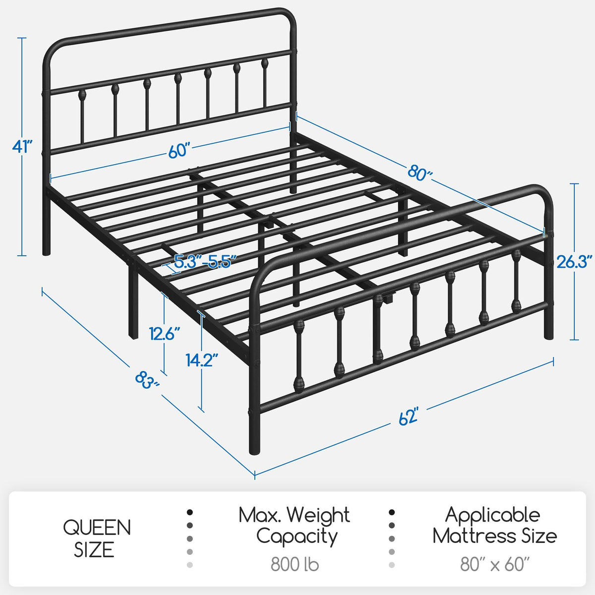 Queen Metal Platform Bed Frame F9970