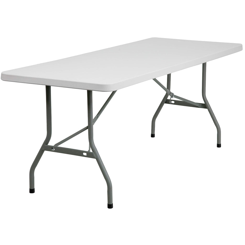 6-Foot Granite White Plastic Folding Table Y41735