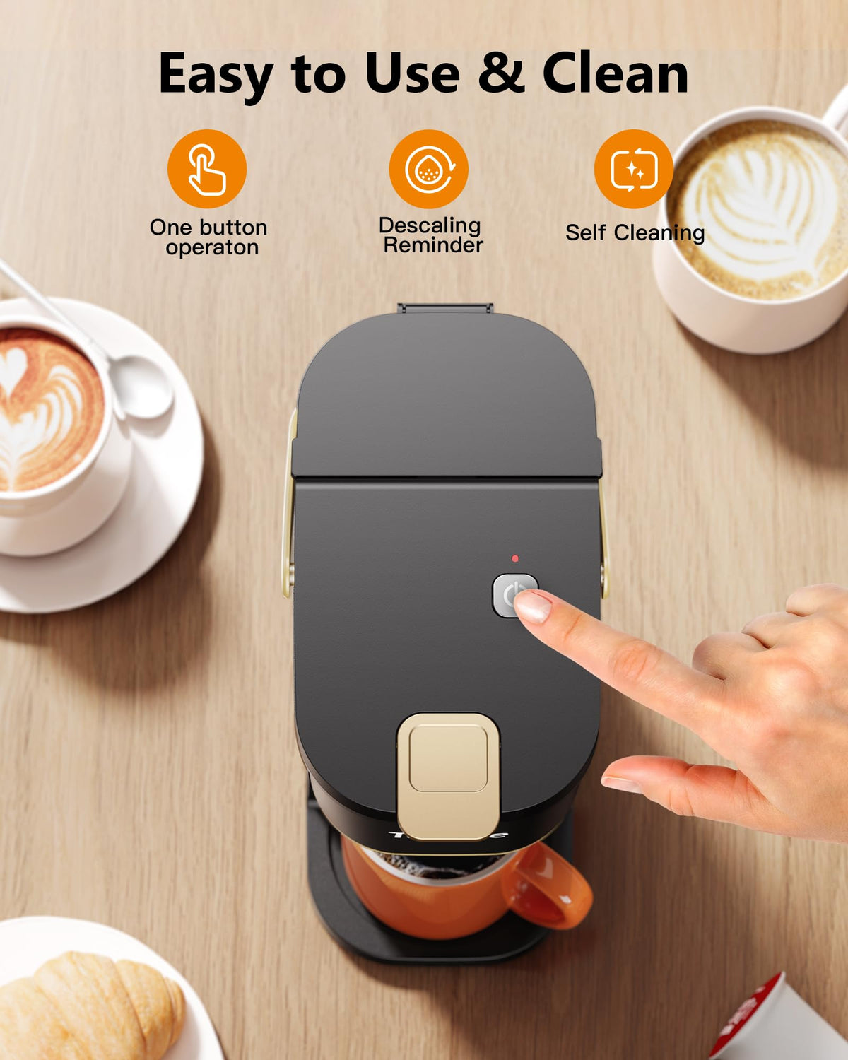 Mini Single Serve Coffee Maker with 30 Descaler Tablets V9305