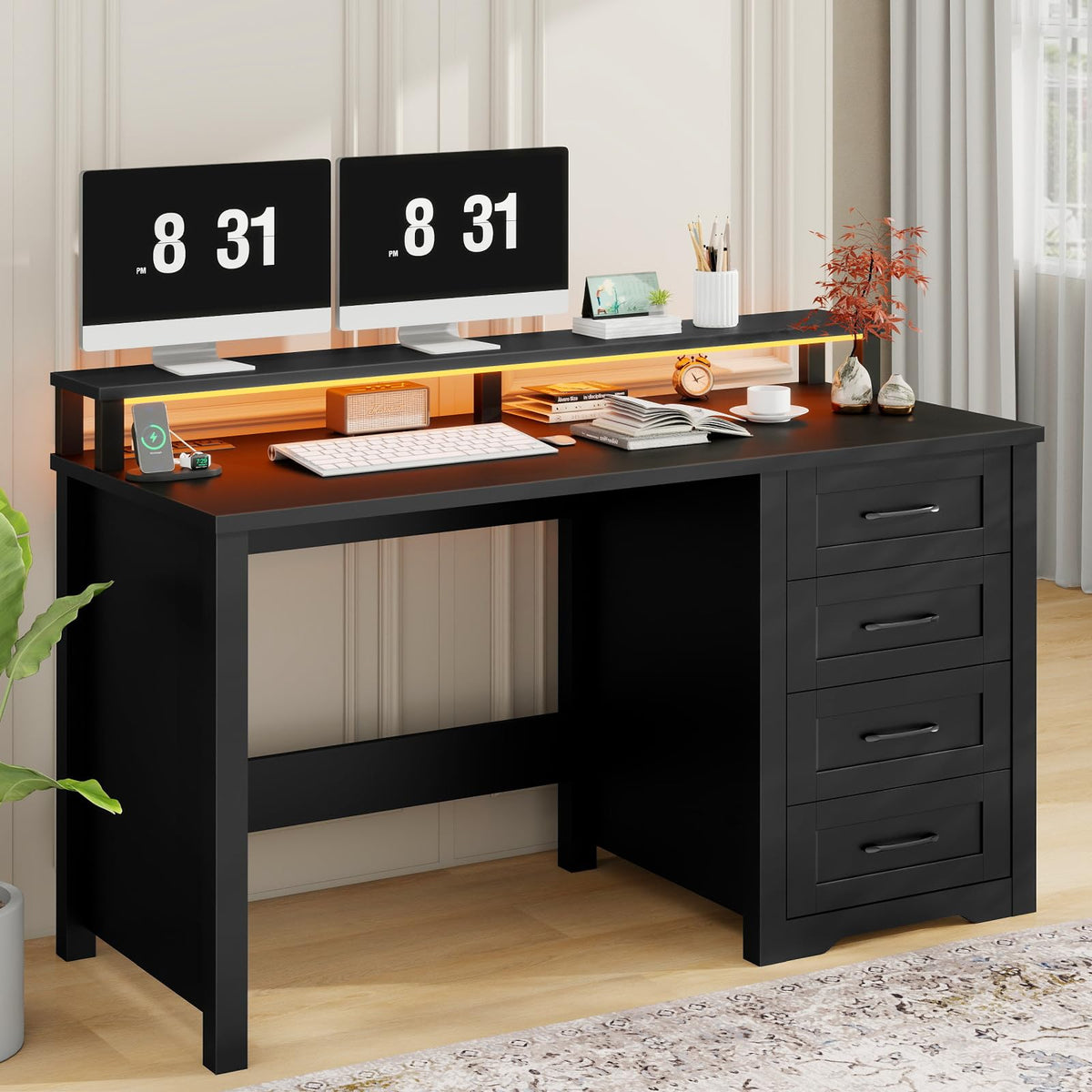 47" Farmhouse Executive Desk with 4 Drawers E67034