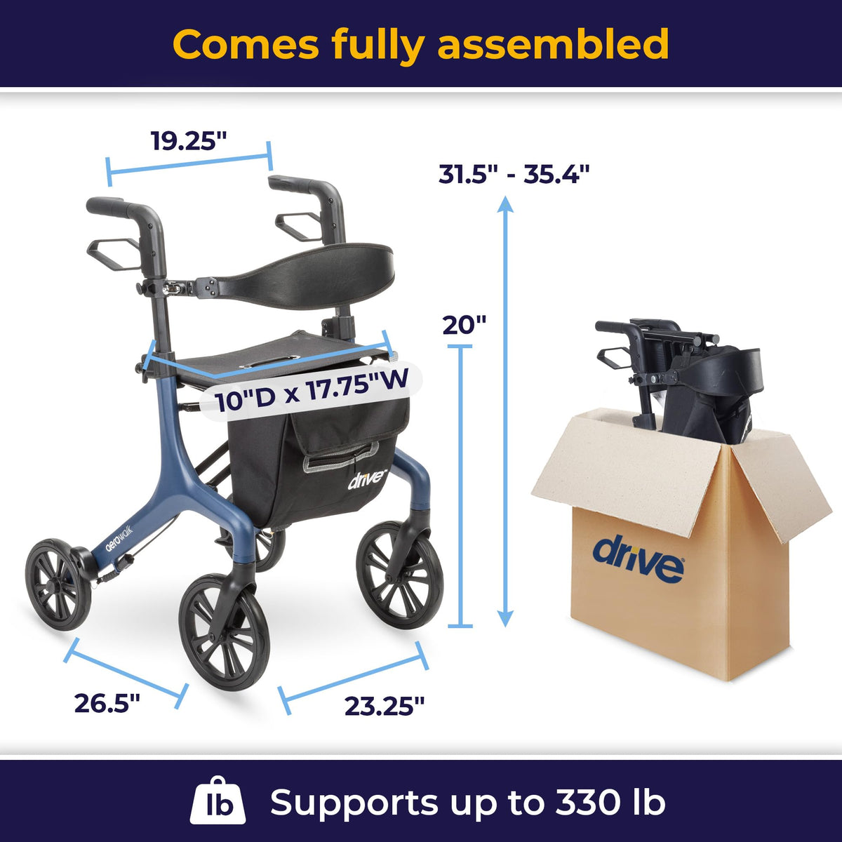 Blue 15.2 lb Rollator V7213