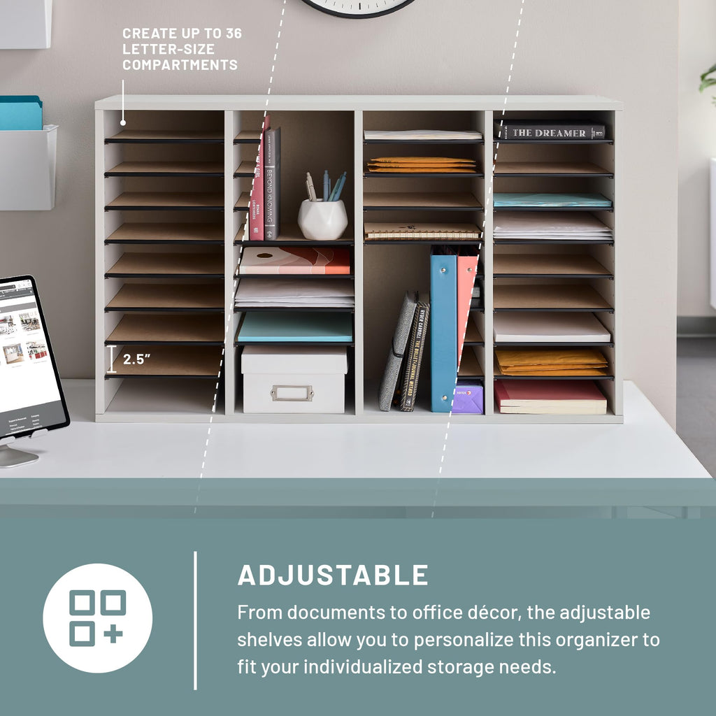 36 Compartments Wood Literature Organizer V7632